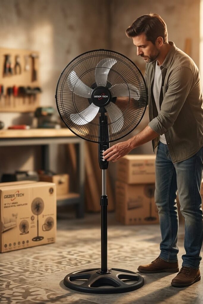 Cezer Tech 18 İnç 46 cm 3'ü 1 Arada Endüstriyel Vantilatör Siyah