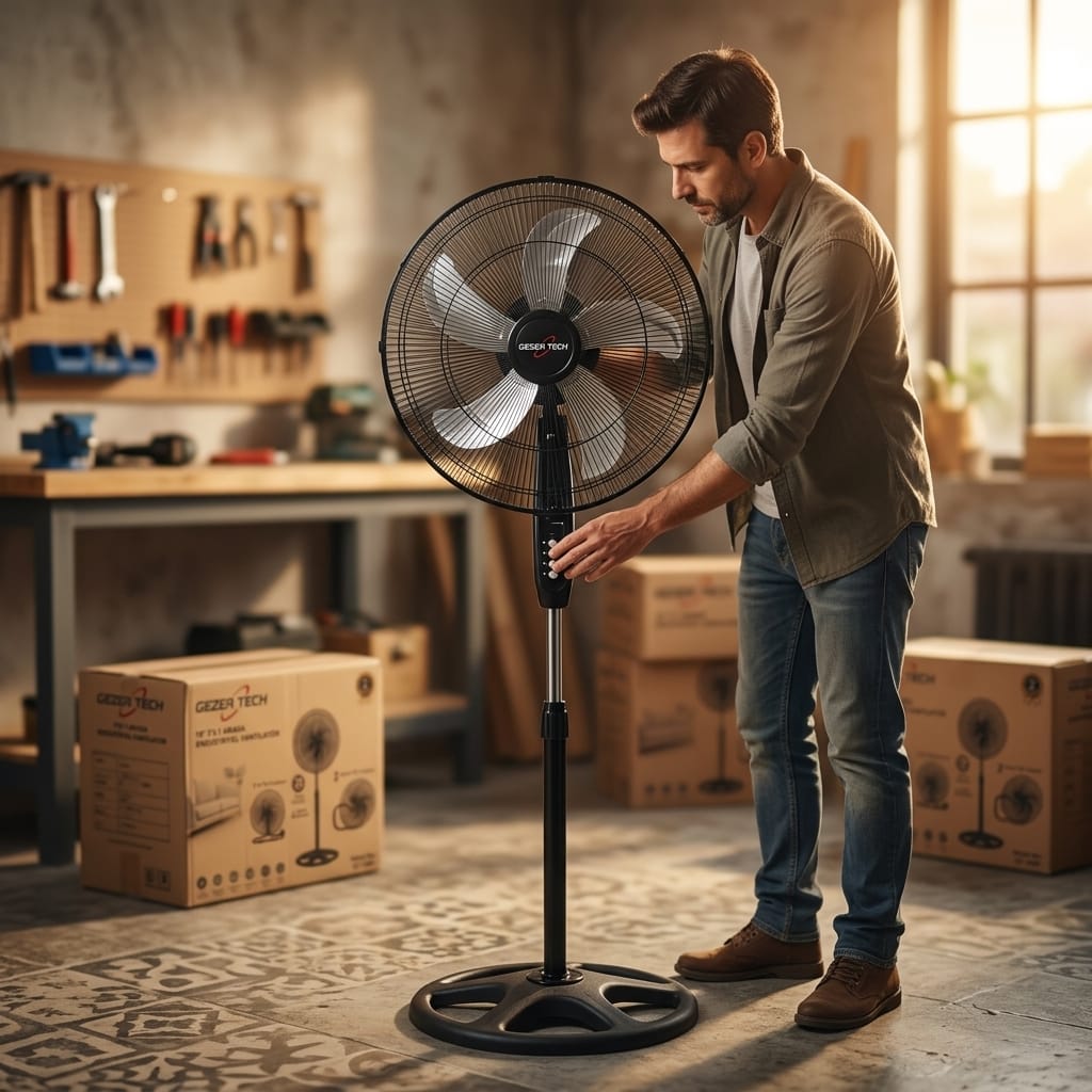Cezer Tech 18 İnç 46 cm 3'ü 1 Arada Endüstriyel Vantilatör Siyah