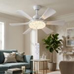 ELiTLED Kristal LED Işıklı Tavan Vantilatörü 6 Kanatlı Kumandalı 52cm