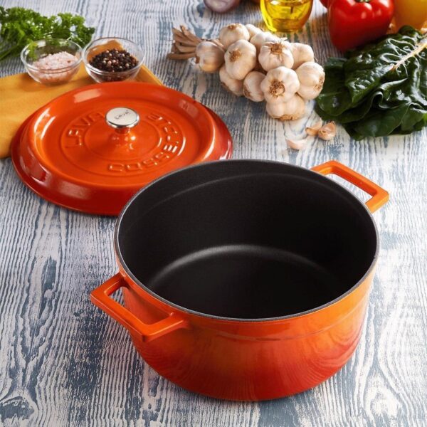 LAVA Trendy Yuvarlak 20 cm Demir Döküm Derin Tencere Turuncu