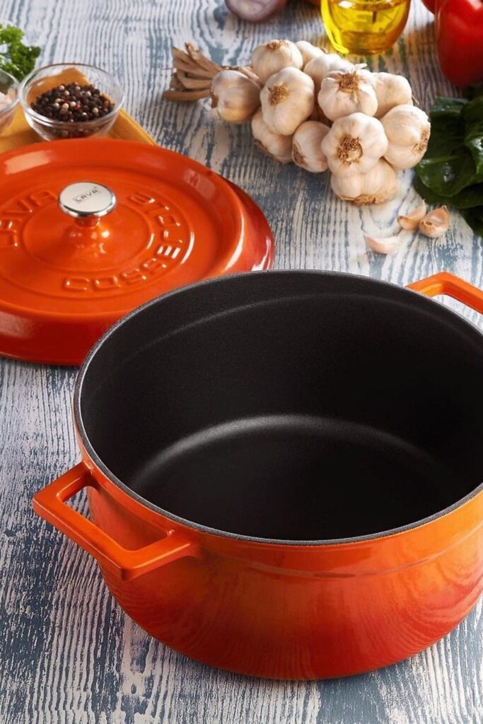 LAVA Trendy Yuvarlak 20 cm Demir Döküm Derin Tencere Turuncu