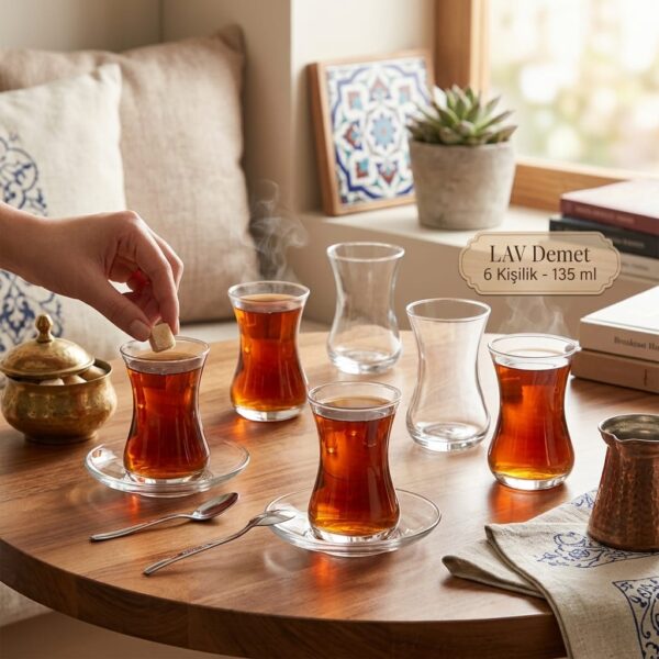 LAV Demet 6'lı Cam Çay Bardağı Seti 135 ml