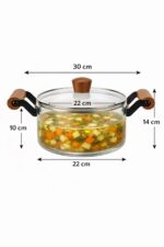 Mien 1J34 Isıya Dayanıklı Büyük Cam Tencere Ahşap Kulplu 3500 ml 22 cm - Görsel 2