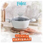 Falez Liva Seramik Yapışmaz Derin Tencere 20 cm Beyaz - Görsel 2