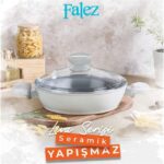 Falez Liva Seramik Yapışmaz Basık Tencere Krem 26 cm 2.9 L - Görsel 2