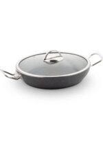 Lines Menemen Aşkı Cam Kapaklı Siyah Granit Tava 28 Cm - Görsel 2
