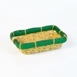 Paçi P/AHS-700685 Küçük Dikdörtgen Yeşil Kenarlı Hasır Görünümlü Ekmek Sepeti 15.5x11.5x5 cm - Görsel 3
