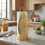 Leila Palmiye Süslü Altın Metal Kağıt Havluluk 29x13 cm BKZ-LH775A - Görsel 3