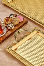 Cooker 2'li Dikdörtgen Altın Renk Servis Tepsisi Seti - Görsel 3