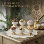 SDH-5041 6'lı Porselen Ayaklı Lokumluk ve İkramlık Seti - Görsel 3