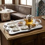 Nehir Zincir 47x31 cm Paslanmaz Çelik Sade Çay Tepsisi - Görsel 3