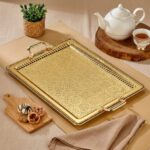 Cooker Battal Boy Dikdörtgen Gold Metal Sunum Tepsisi 45x30 cm - Görsel 3