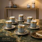 ACAR Lisette Gold 6 Kişilik Porselen Kahve Fincan Takımı 90 ml - Görsel 3