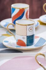 Acar 6 Kişilik Geometrik Desenli Porselen Kahve Fincan Takımı 110 ml - Görsel 4