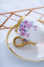 Flavia 6 Kişilik Porselen Kahve Fincan Takımı - Çiçek Desenli 90 ml - Görsel 4