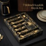 ALBERLO 7 Bölmeli Mermer Desenli Büyük Boy Çekmece İçi Kaşıklık - Görsel 3