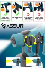Assur ASR825 21V Çift Akülü Profesyonel Sprey Boya Püskürtme Tabancası - Görsel 4