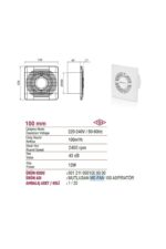 Mutlusan Me-FaN 100 mm Duvar Tipi Havalandırma Aspiratörü - Banyo Mutfak Fanı - Görsel 4