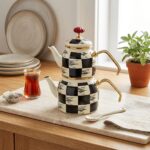 Kitchen Beyond Qualita-King Mini Emaye Dama Çaydanlık Takımı Fildişi