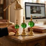 3'lü Dekoratif Desenli Gold Detaylı Küre Seti