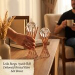 Leila Burgu Ayaklı İkili Dekoratif Kristal Küre Seti Bronz