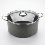 Mehtap Derin Dolma Tencere 38 cm Gri Granit Cam Kapaklı - Görsel 3
