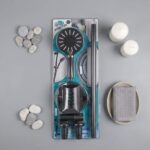 Knıtex 3143 Siyah Örgülü Duş Seti Modern Banyo Aksesuarı
