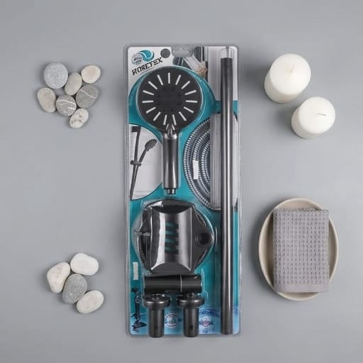 Knıtex 3143 Siyah Örgülü Duş Seti Modern Banyo Aksesuarı