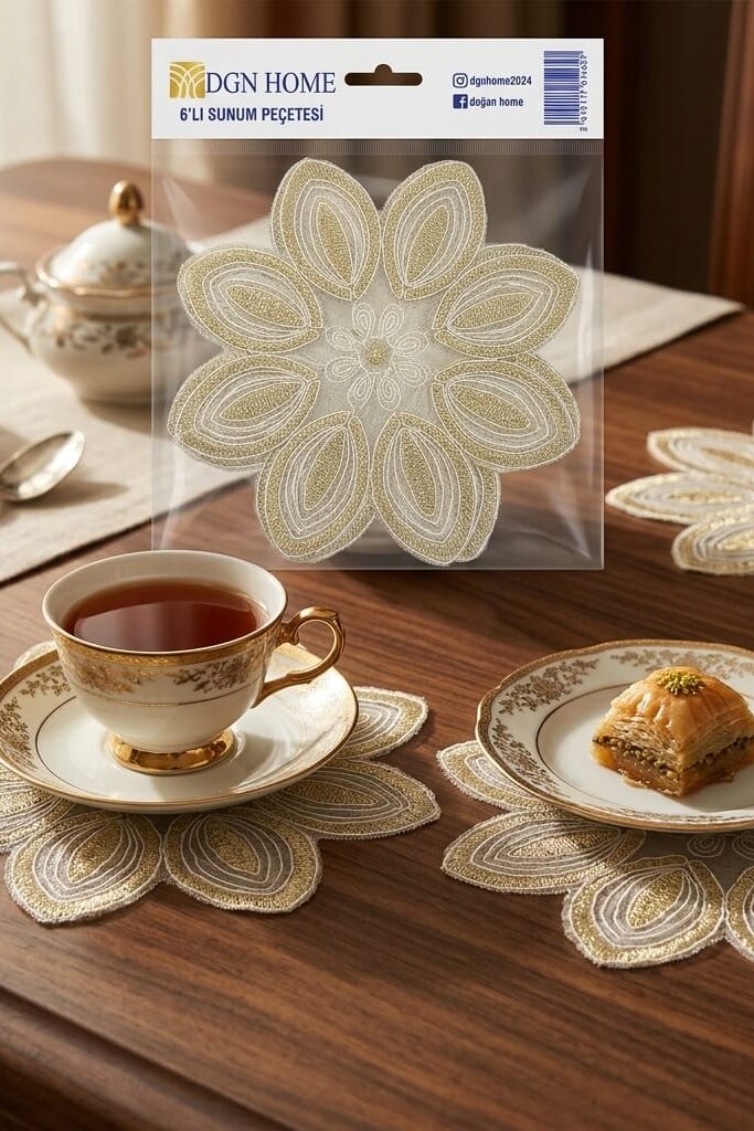 DGN Home P01 Desenli 6'lı Sunum Peçetesi 15 cm