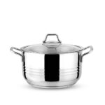Lines Oscar Metal Kulp Cam Kapak Derin Çelik Tencere - 30 Cm - Görsel 3
