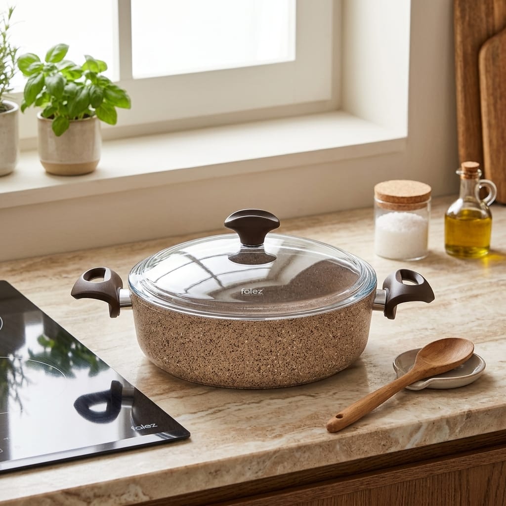 8681128015392-image-1 Falez Creamy Granitec 30 cm Kısa Granit Tencere