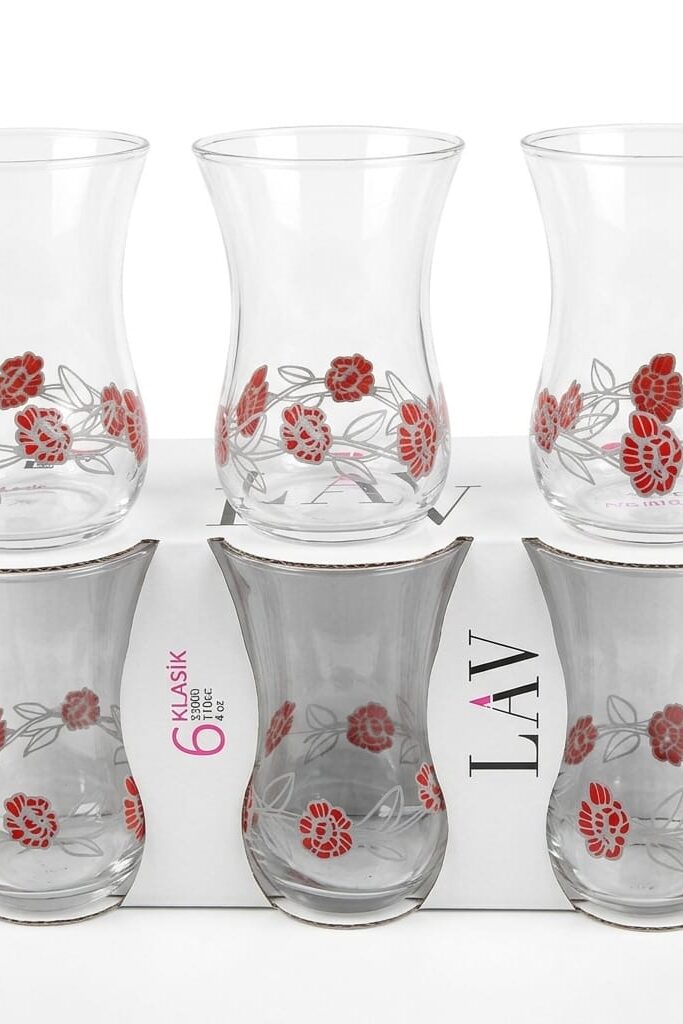 LAV Klasik Çiçekli Çay Bardağı 6'lı Set 115 cc