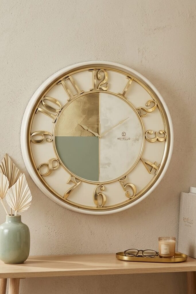 Grand Revello 50 cm Dekoratif Krem Duvar Saati