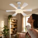 ELiTLED Kristal LED Işıklı Tavan Vantilatörü 6 Kanatlı Kumandalı 52cm