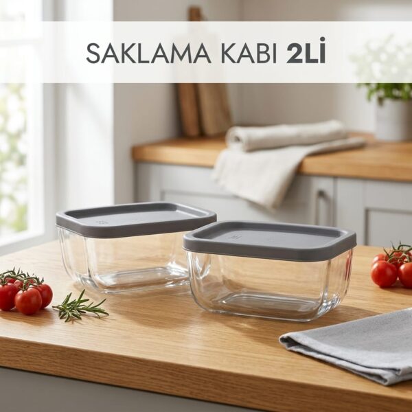LAV Cube Renksiz Cam Saklama Kabı 2'li 405 ml