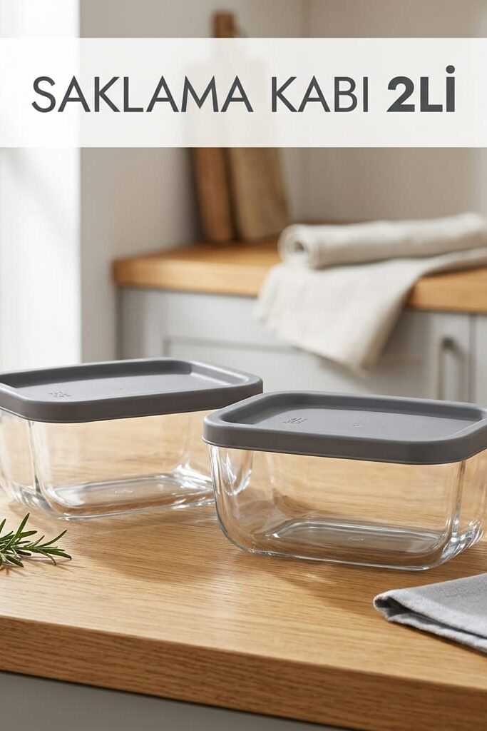LAV Cube Renksiz Cam Saklama Kabı 2'li 405 ml