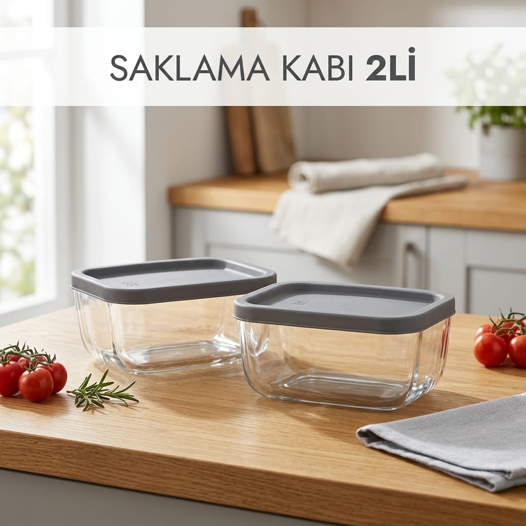 8692952215551-image-1 LAV Cube Renksiz Cam Saklama Kabı 2'li 405 ml