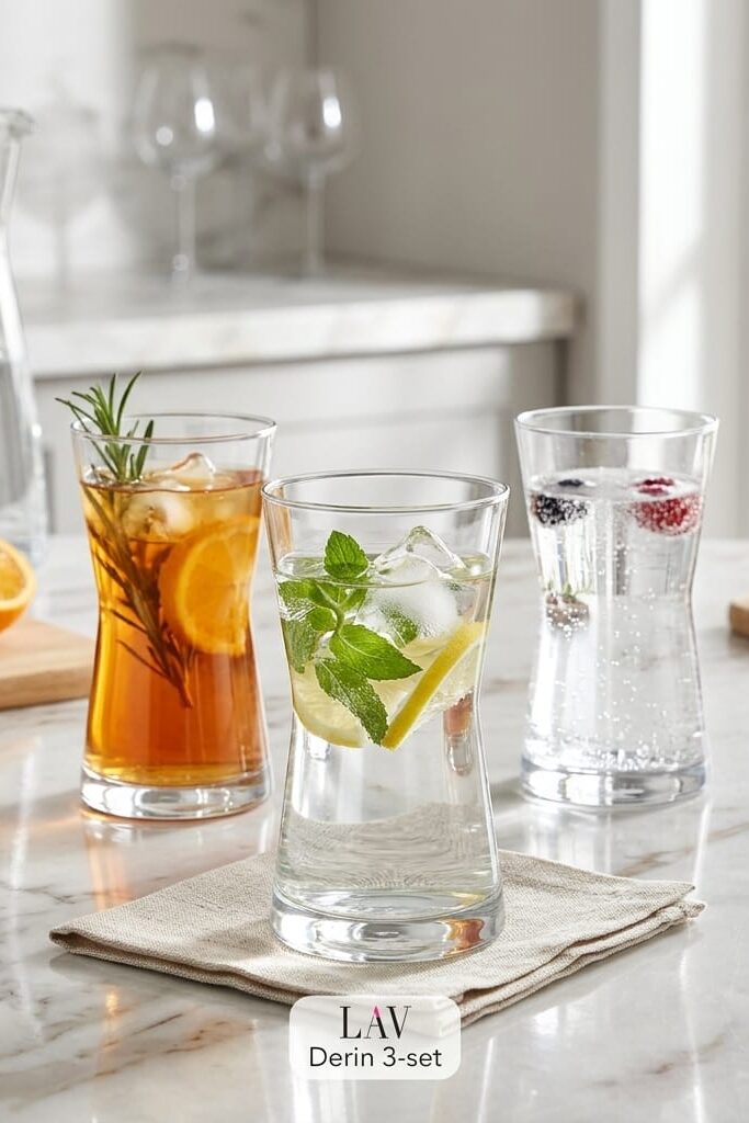 LAV Derin Cam Meşrubat Bardağı 3'lü 350 ml