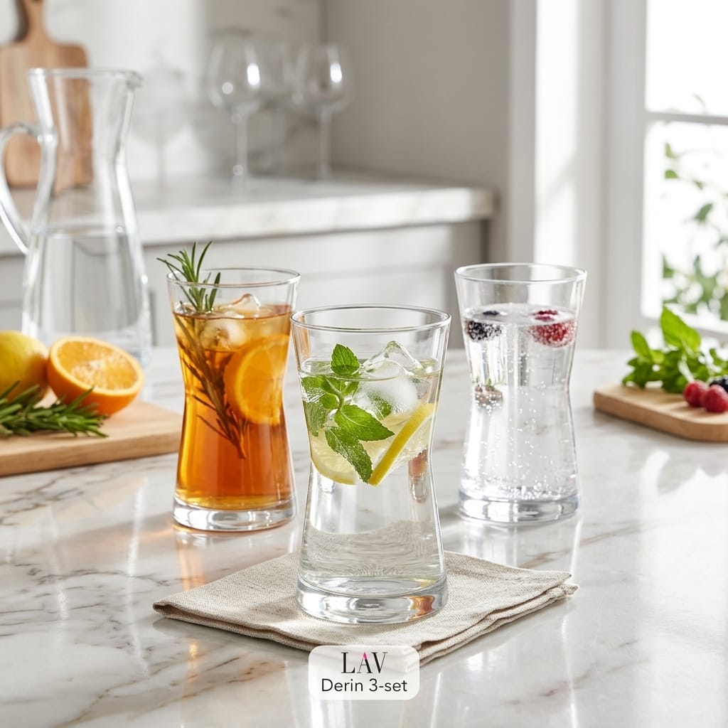 8692952130915-image-1 LAV Derin Cam Meşrubat Bardağı 3'lü 350 ml