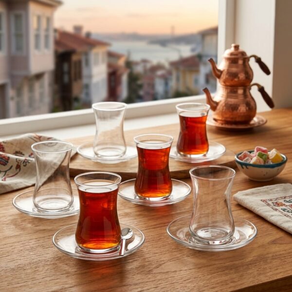 LAV Duru 12 Parça 6 Kişilik Cam Çay Seti