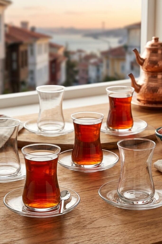 LAV Duru 12 Parça 6 Kişilik Cam Çay Seti