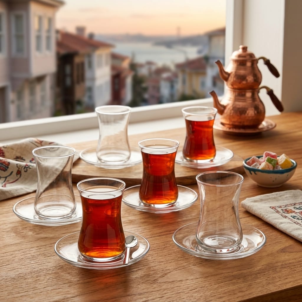 LAV Duru 12 Parça 6 Kişilik Cam Çay Seti