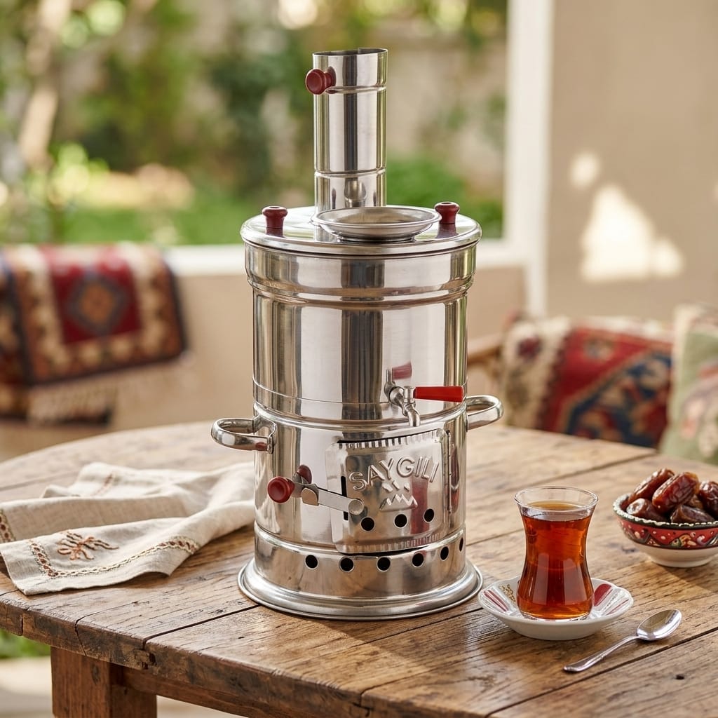 Saygılı Krom Tek Musluklu Geleneksel Semaver 3.5-5 LT