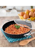 Lines Menemen Aşkı Cam Kapaklı Siyah Granit Tava 26 cm - Görsel 3