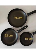 Mehtap Teflon Tava Seti Günlük Kullanım Tavası 18+22+26 cm Yeşil Turkuaz - Görsel 3