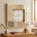 Revello 49x49 cm Dekoratif Kare Duvar Saati Krem Karışık Renk - Görsel 3