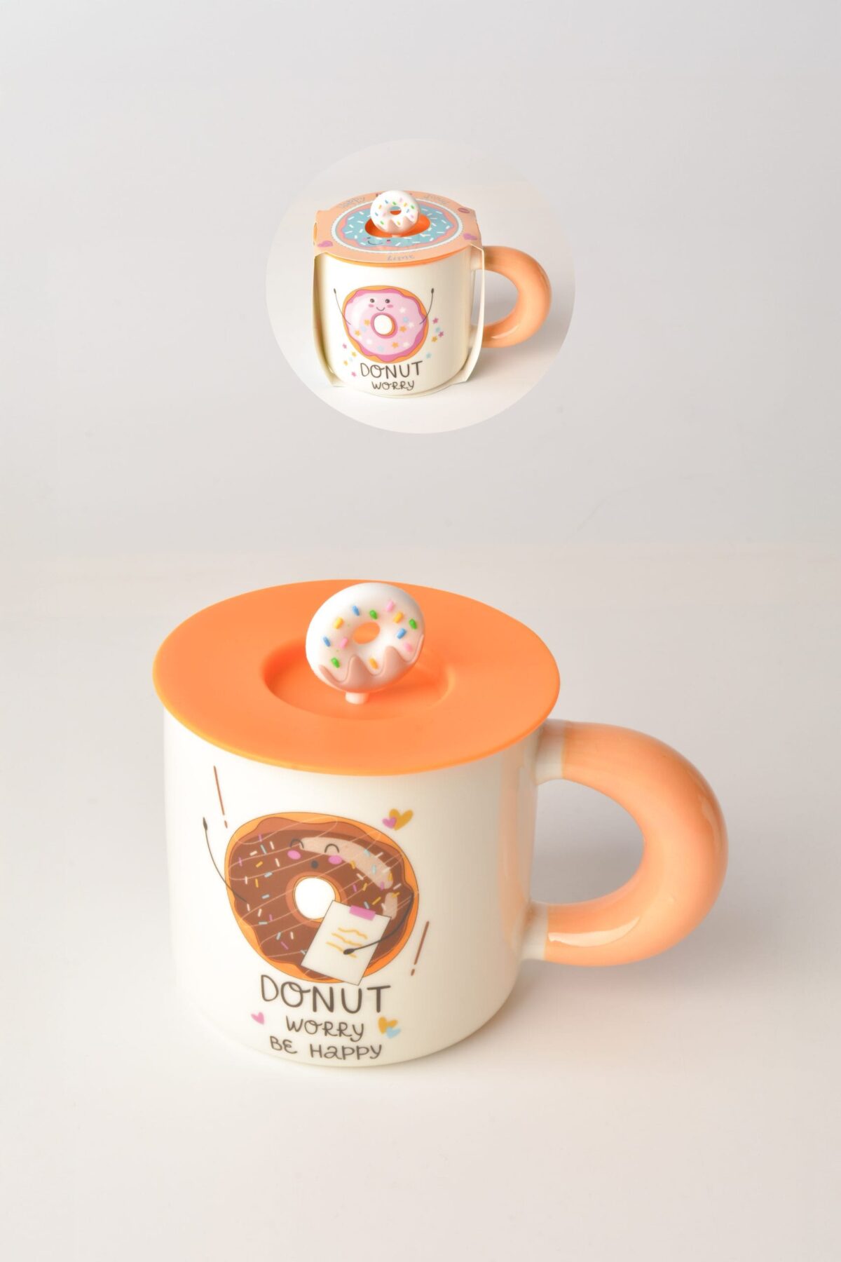 TOHANA SILIKON KAPAKLI DONUT PORSELEN KUPA THN10096 - Görsel 3