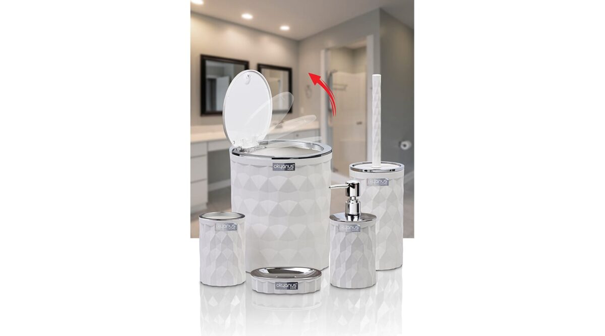 OKYANUS Diamond 5’li Banyo Seti Krom - Beyaz - Görsel 3