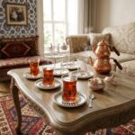 Nar Desenli 12 Parça Çay Seti Yeşil