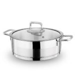 Lines Silver 28 cm Cam Kapaklı 18/10 Çelik Basık Tencere - Görsel 4